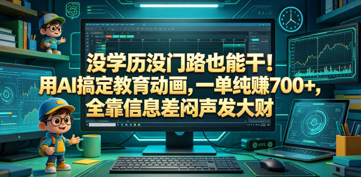 没学历没门路也能干！用AI搞定教育动画，一单纯賺700+，全靠信息差闷声发大财【揭秘】-无畏轻创