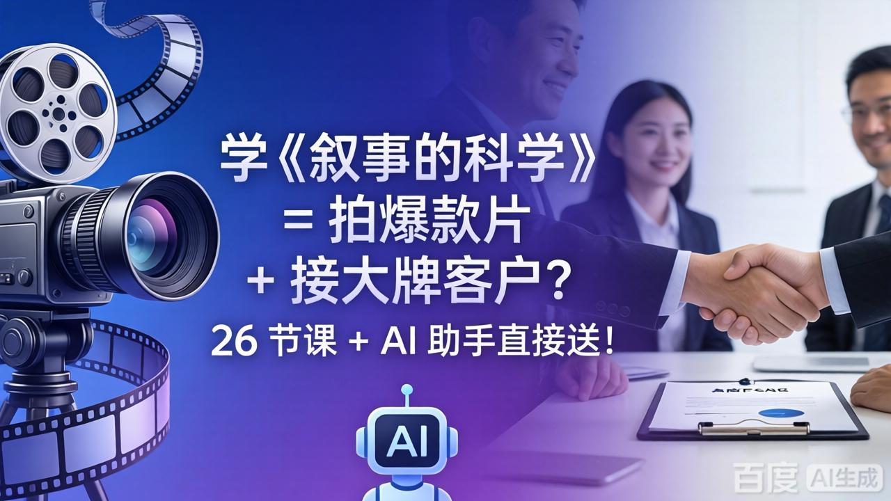 学《叙事的科学》= 拍爆款片 + 接大牌客户？26 节课 + AI 助手直接送！-无畏轻创