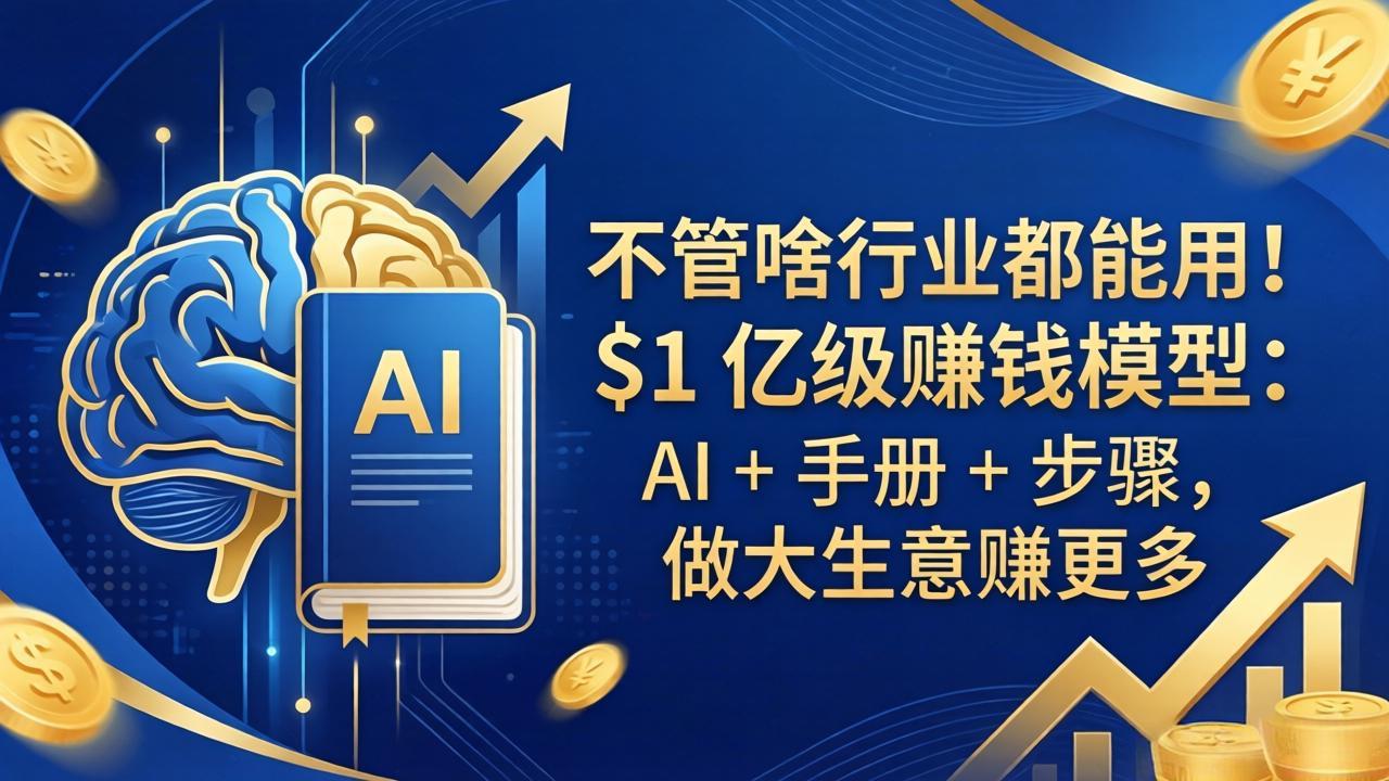 不管啥行业都能用！$1 亿级赚钱模型：AI + 手册 + 步骤，做大生意赚更多-无畏轻创