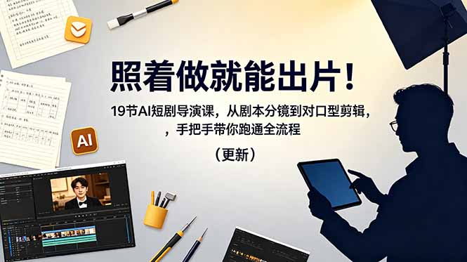 照着做就能出片！19节AI短剧导演课，从剧本分镜到对口型剪辑，手把手带你跑通全流程(更新-无畏轻创