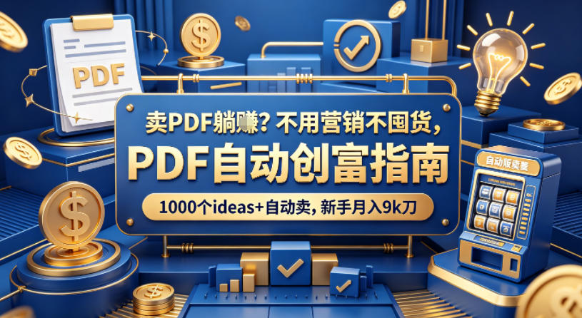 卖PDF躺賺？不用营销不囤货，PDF自动创富指南，1000个ideas+自动卖，新手月入9k刀【原创双语字幕】-无畏轻创
