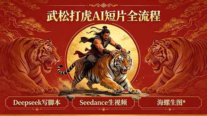 武松打虎AI短片全流程：Deepseek写脚本+Seedance生视频+海螺生图-无畏轻创