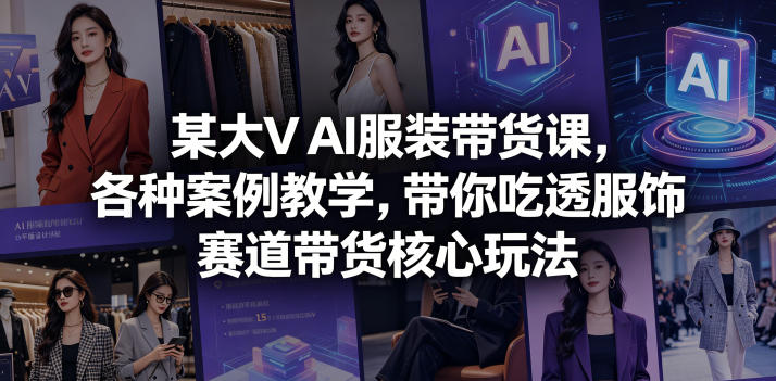某大V AI服装带货课，各种案例教学，带你吃透服饰赛道带货核心玩法-无畏轻创