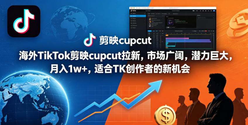 海外TikTok剪映cupcut拉新，市场广阔，潜力巨大，月入1w+，适合TK创作者的新机会-无畏轻创