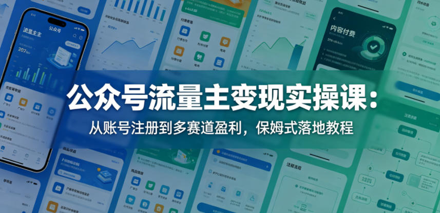 公众号流量主变现实操课：从账号注册到多赛道盈利，保姆式落地教程-无畏轻创