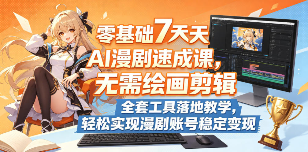 零基础7天AI漫剧速成课，无需绘画剪辑，全套工具落地教学，轻松实现漫剧账号稳定变现-无畏轻创