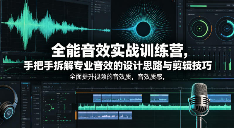 全能音效实战训练营，手把手拆解专业音效的设计思路与剪辑技巧，全面提升视频的音效质感-无畏轻创