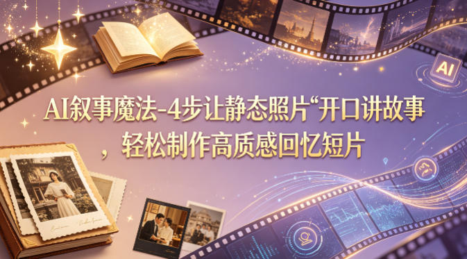 AI叙事魔法-4步让静态照片“开口讲故事”，轻松制作高质感回忆短片-无畏轻创