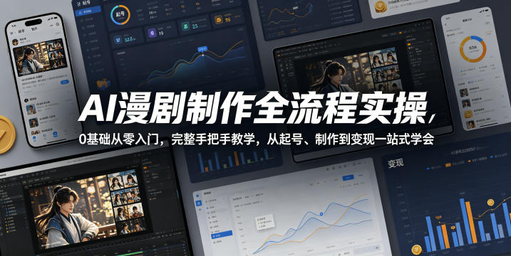 AI漫剧制作全流程实操，0基础从零入门，完整手把手教学，从起号、制作到变现一站式学会-无畏轻创