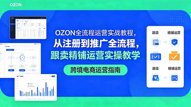 OZON全流程运营实战教程，从注册到推广全流程，跟卖精铺运营实操教学-无畏轻创