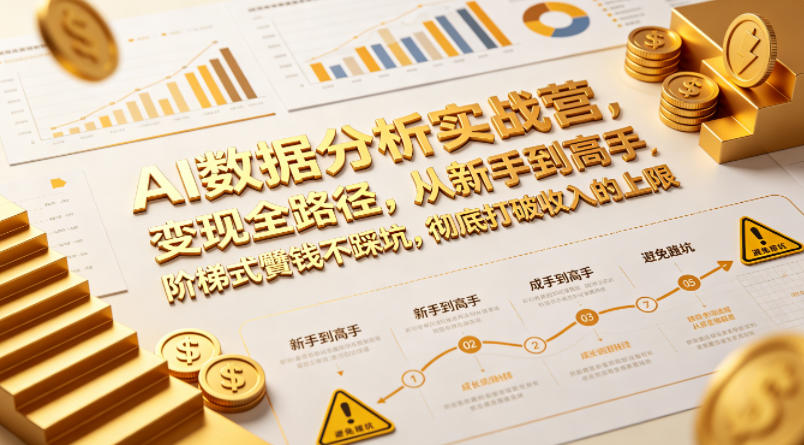 AI数据分析实战营，变现全路径，从新手到高手，阶梯式賺钱不踩坑，彻底打破收入的上限-无畏轻创
