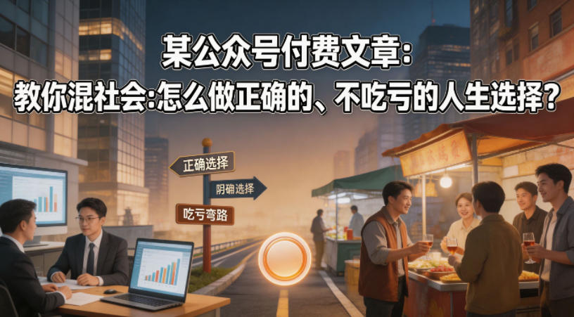 某公众号付费文章：教你混社会：怎么做正确的、不吃亏的人生选择？-无畏轻创