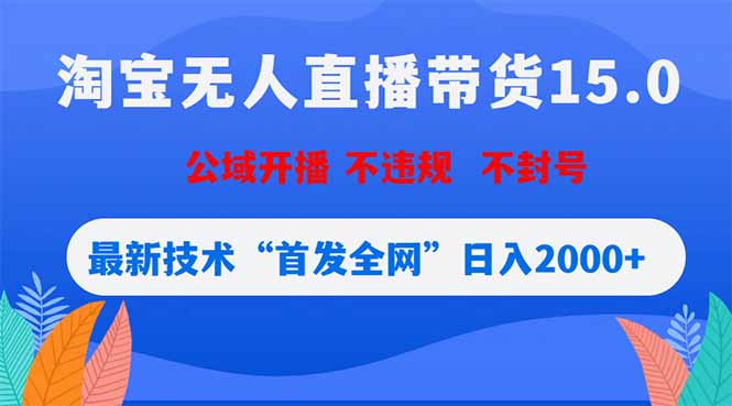 淘宝无人直播带货15.0，不封号，不违规，公域玩法，首发全网日入2000+-无畏轻创