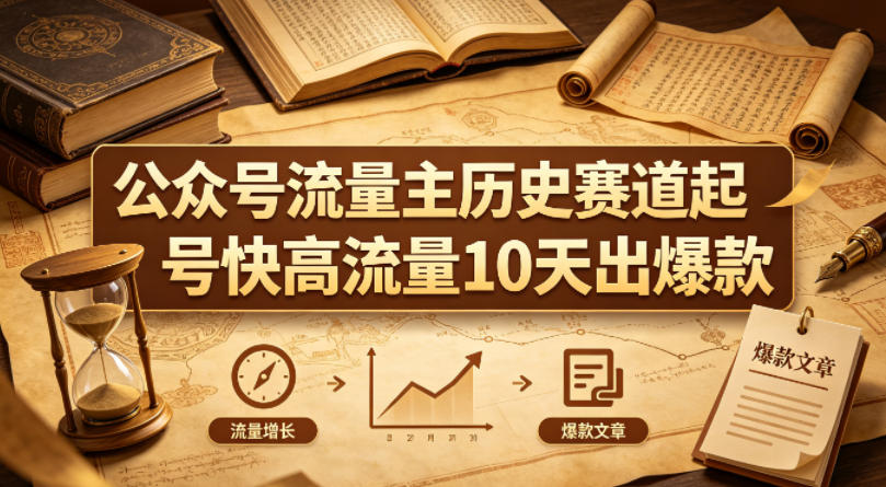 公众号流量主之历史赛道，起号快+高流量，10天就能出爆款！-无畏轻创