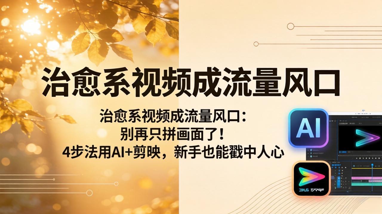 治愈系视频成流量风口：别再只拼画面了！4步法用AI+剪映，新手也能戳中人心-无畏轻创