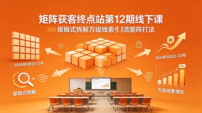 矩阵获客终点站第12期线下课 2026年5月22-23号 保姆式拆解万级线索引流矩阵打法-无畏轻创