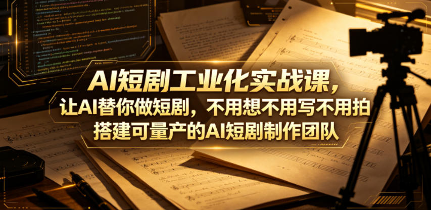 AI短剧工业化实战课，让AI替你做短剧，不用想不用写不用拍，搭建可量产的AI短剧制作团队-无畏轻创
