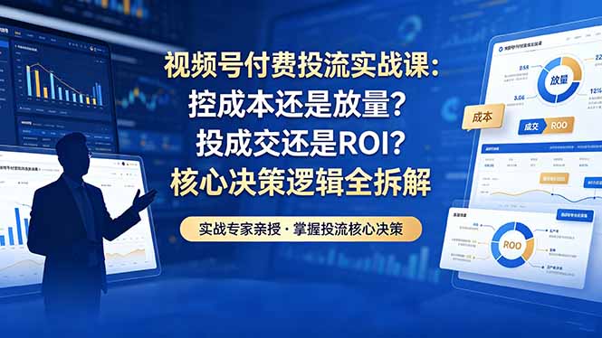 视频号付费投流实战课-5月：控成本还是放量？投成交还是ROI？核心决策逻辑全拆解-无畏轻创