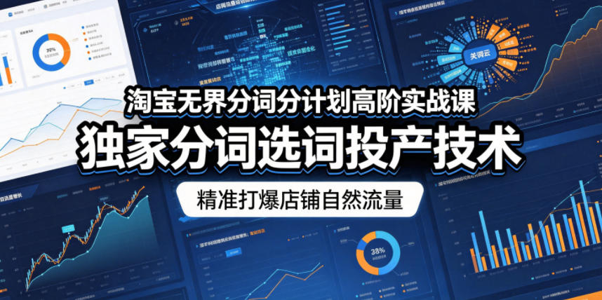 淘宝无界分词分计划高阶实战课，独家分词选词投产技术，精准打爆店铺自然流量-无畏轻创