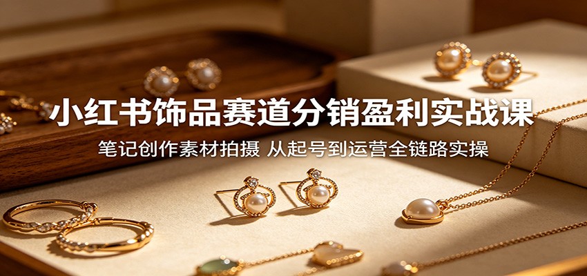 小红书饰品赛道分销盈利实战课：笔记创作素材拍摄，从起号到运营全链路实操-无畏轻创