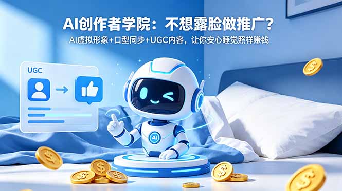 AI创作者学院：不想露脸做推广？AI虚拟形象+口型同步+UGC内容，让你安心睡觉照样赚钱-无畏轻创