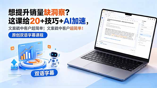 想提升销量缺洞察?这课给 20 + 技巧 + AI 加速,文案戳中客户超简单!【原创双语字幕】-无畏轻创