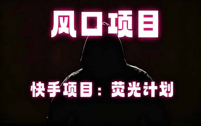 快手风口项目，荧光计划托管，长期稳定，适合批量做-无畏轻创