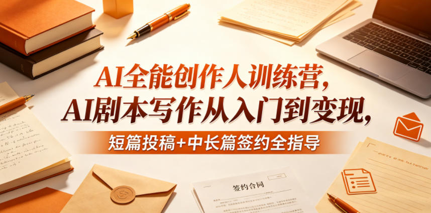 AI全能创作人训练营,AI剧本写作从入门到变现,短篇投稿+中长篇签约全指导-无畏轻创