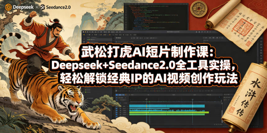 武松打虎AI短片制作课：Deepseek+Seedance2.0全工具实操，轻松解锁经典IP的AI视频创作玩法-无畏轻创