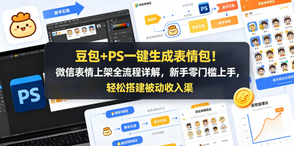 豆包+PS一键生成表情包！微信表情上架全流程详解，新手零门槛上手，轻松搭建被动收入渠道-无畏轻创