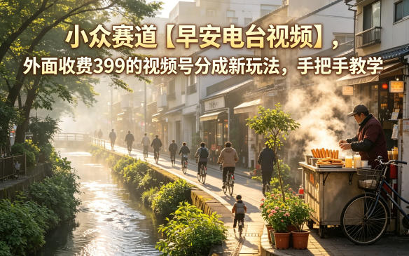 小众赛道【早安电台视频】，外面收费399的视频号分成新玩法，手把手教学-无畏轻创