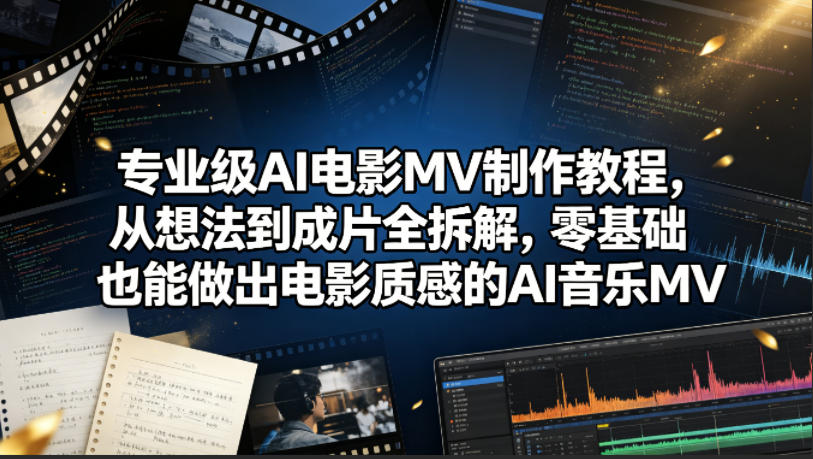 专业级AI电影MV制作教程，从想法到成片全拆解，零基础也能做出电影质感的AI音乐MV-无畏轻创