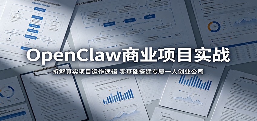 OpenClaw商业项目实战：拆解真实项目运作逻辑，零基础搭建专属一人创业公司-无畏轻创