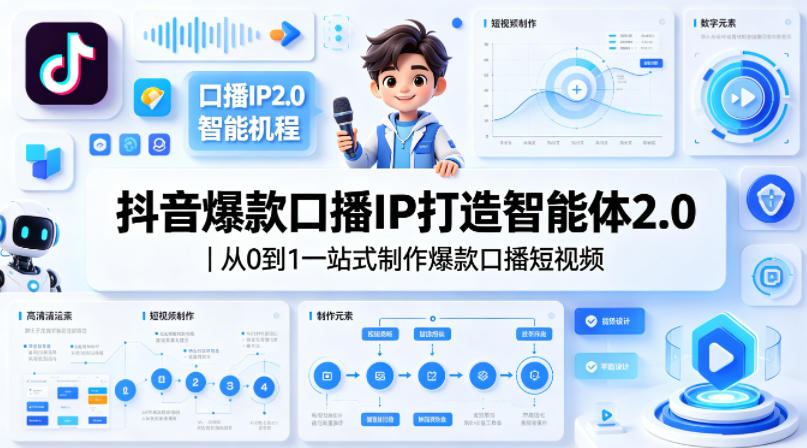 抖音爆款口播IP打造智能体2.0｜从0到1一站式制作爆款口播短视频-无畏轻创