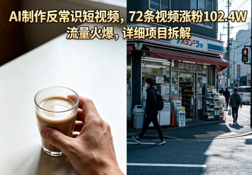 AI制作反常识短视频，72条视频涨粉102.4W，流量火爆，详细项目拆解-无畏轻创