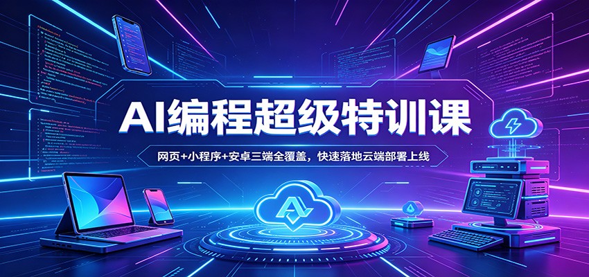 AI编程超级特训课：网页+小程序+安卓三端全覆盖，快速落地云端部署上线-无畏轻创