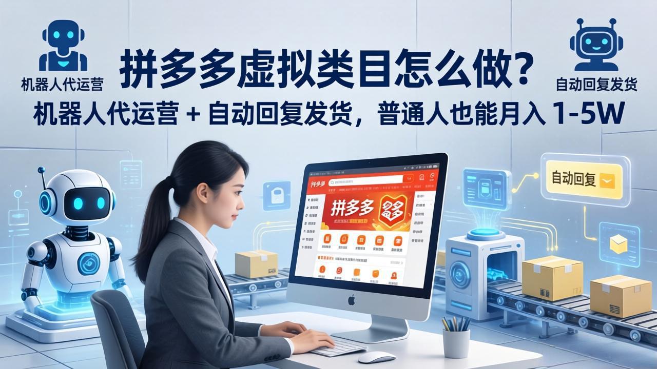 拼多多虚拟类目怎么做？机器人代运营 + 自动回复发货，普通人也能月入 1-5W-无畏轻创