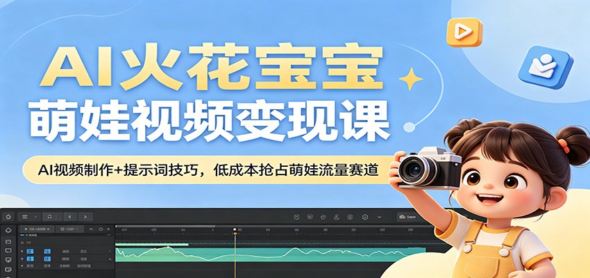 AI火花宝宝萌娃视频变现课：AI视频制作+提示词技巧，低成本抢占萌娃流量赛道-无畏轻创