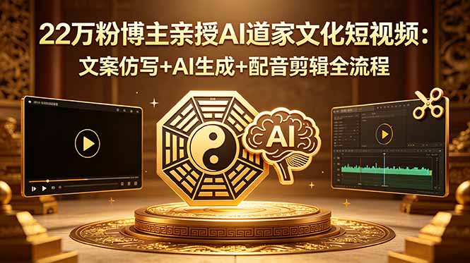 22万粉博主亲授AI道家文化短视频：文案仿写+AI生成+配音剪辑全流程-无畏轻创
