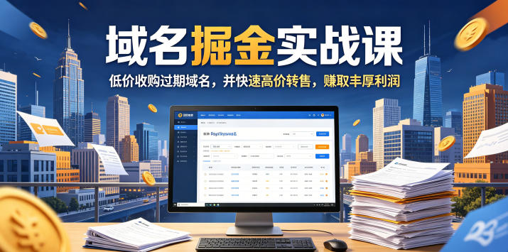 域名交易掘金实战课，低价收购过期域名，并快速高价转售，賺取丰厚利润【原创双语字幕】-无畏轻创