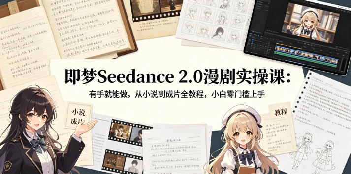 即梦Seedance 2.0漫剧实操课：有手就能做，从小说到成片全教程，小白零门槛上手-无畏轻创