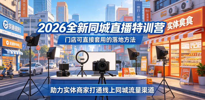 2026全新同城直播特训营，门店可直接套用的落地方法，助力实体商家打通线上同城流量渠道-无畏轻创