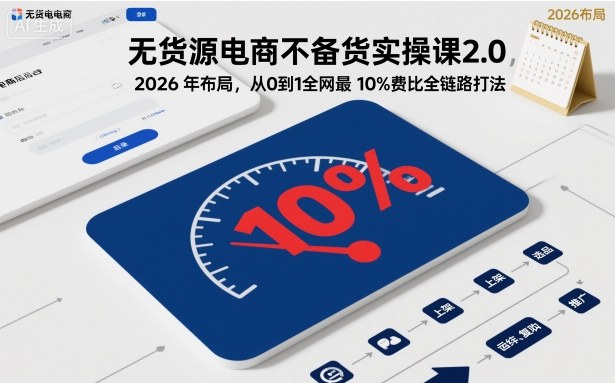 无货源电商不备货实操课2.0,2026年布局,从0到1全网最低10%费比全链路打法【更新26年5月】-无畏轻创