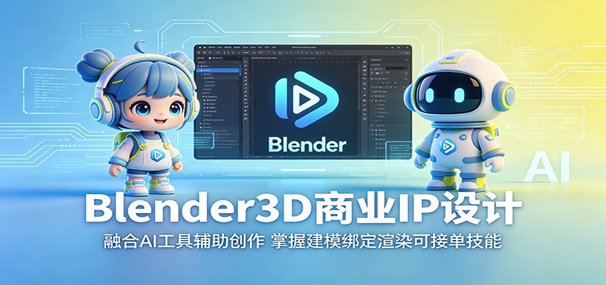 Blender3D商业IP设计：融合AI工具辅助创作，掌握建模绑定渲染可接单技能-无畏轻创