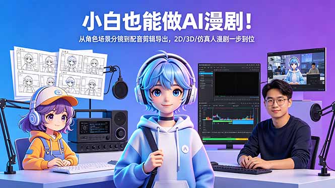 小白也能做AI漫剧！从角色场景分镜到配音剪辑导出，2D/3D/仿真人漫剧一步到位-无畏轻创