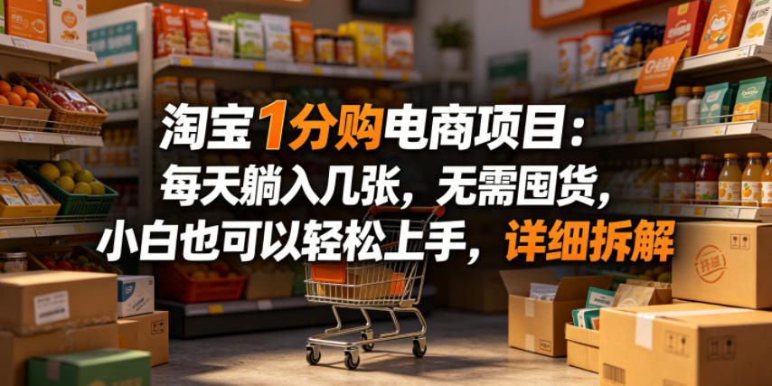 淘宝1分购电商项目：每天躺入几张，无需囤货，小白也可以轻松上手，详细拆解-无畏轻创