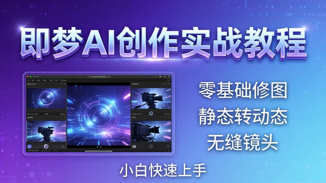 即梦AI创作实战教程，从零基础修图到AI导演，实战教学静态转动态+无缝镜头，小白快速上手-无畏轻创