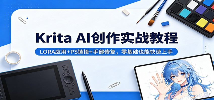 Krita AI创作实战教程：LORA应用+PS链接+手部修复，零基础也能快速上手-无畏轻创
