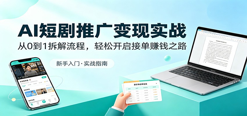 AI短剧推广变现实战：从0到1拆解流程，轻松开启接单赚钱之路-无畏轻创