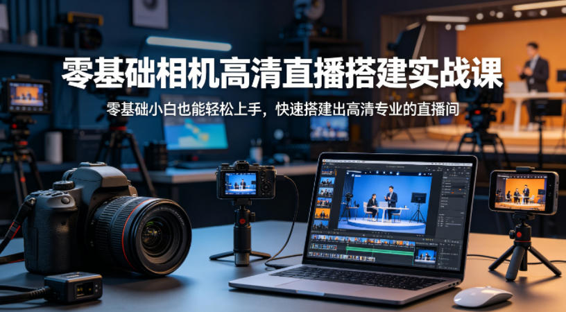 零基础相机高清直播间搭建实战课，小白也能轻松上手，快速搭建出高清专业的直播间-无畏轻创